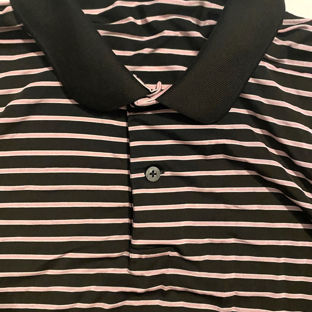 RLX Polo BLACK - PINK Striped Golf Club Logo ~ Poly/Spandex XL  S1-2